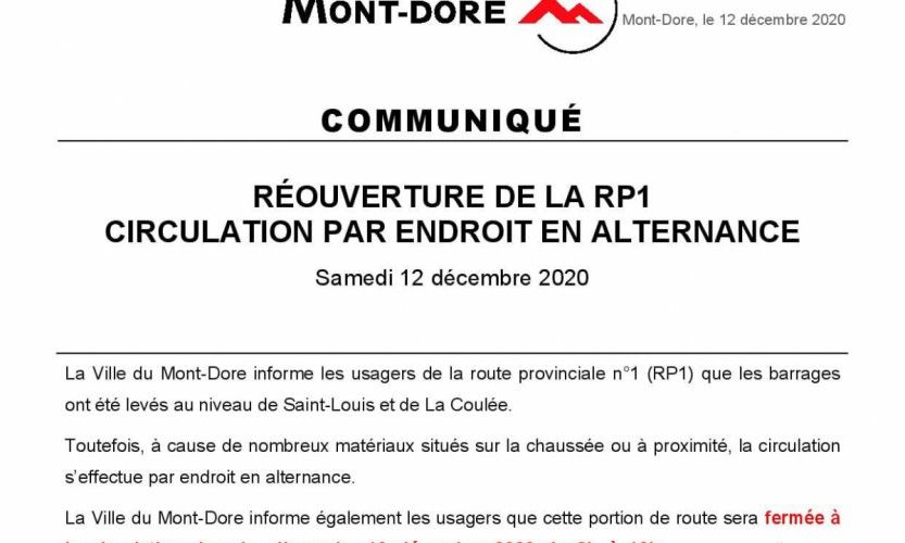 La RP1 réouverte aux usagers